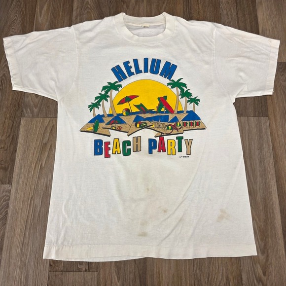 Other - Vintage 1986 Helium Beach Party Surf T Shirt Single Stitch Thin White Small